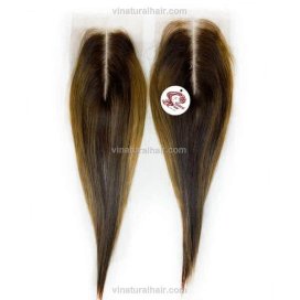 Vietnamese highlight closure hair extensions middle part