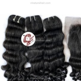 Vietnamese hair curly bundles with closure