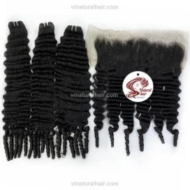 Vietnamese curly human hair bundles with frontals
