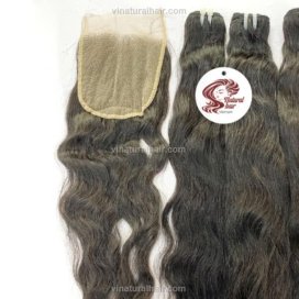 Natural Wavy Virgin Hair Bundles With Closure