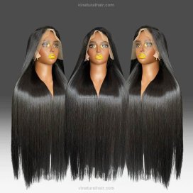 Wig HD 13×6 32 Inches 400 Grams DD Color Jet Black Human Hair Natural Looking