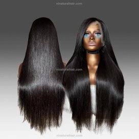 Natural Straight Raw Vietnamese Human Hair Wig 13×4 Frontal Swiss Lace