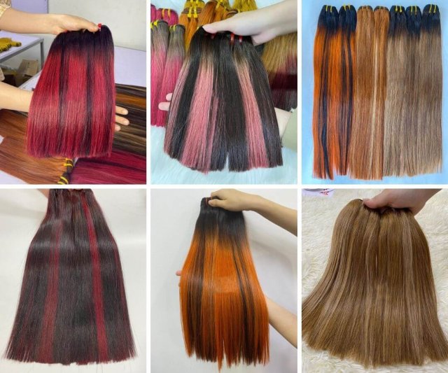 Highlight Human Hair Bundles And Closure Color Ide
