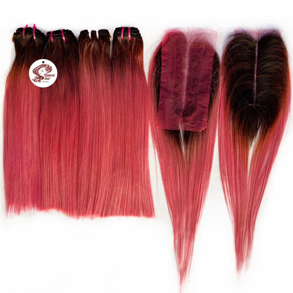 Pink Weave Hair With Frontal 89eb